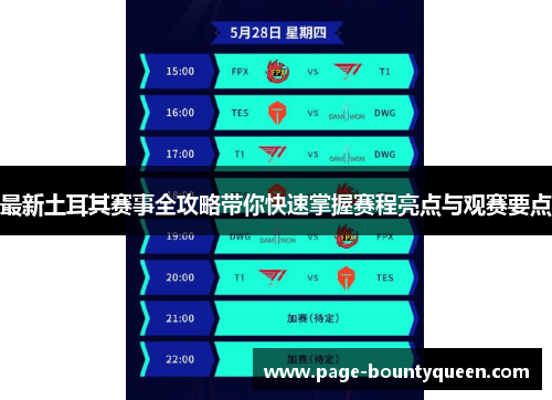 最新土耳其赛事全攻略带你快速掌握赛程亮点与观赛要点